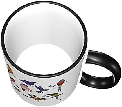 11 עוז ציפורים קרמיקה קפה ספל מצחיק ייחודי חמוד לבן קפה כוס, נסיעות תה כוס לאטה כוס עם ידית חג המולד