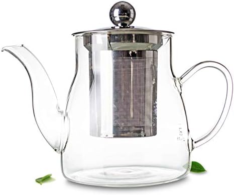 ערכת תה של PrettyArd- קומקום זכוכית w/infuser מפלדת אל חלד +חום +6 ספלי תה מיני