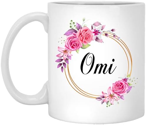 גבינסעיצובים אומי פרח חידוש קפה ספל מתנה עבור אמא של יום-אומי ורוד פרחים על זהב מסגרת - חדש אומי ספל