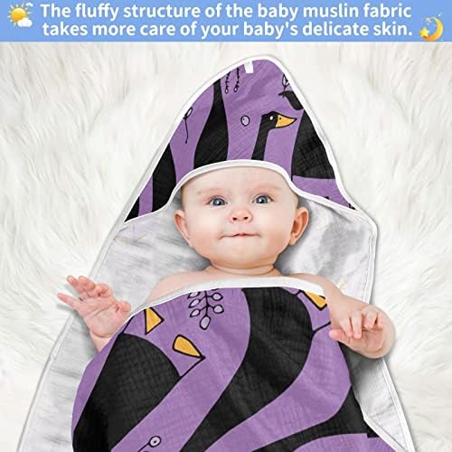Vvfelixl מגבת עם ברדס תינוק מצחיק אווז שחור סופג מגבות תינוקות כותנה מגבת רחצה רכה לתינוק, פעוט 35x35in