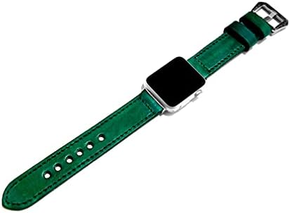 ניקסטון ירוק מוברש מוברש עור מקורי תואם עם Apple Watch Ultra 8 7 6 SE 5 4 3 2 1 סדרה 38 ממ 40 ממ 41