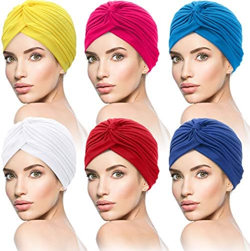 6 חתיכות טורבנים לנשים טורבן רך עוטף ראש קפלים כובע כפה