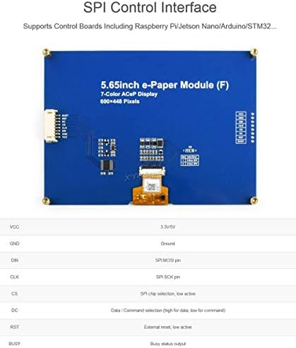 Xygstudy עבור Raspberry Pi Jetson Nano 5.65 אינץ 'Acep 7-צבעוני Paper E-Paper Display מודול SPI ממשק