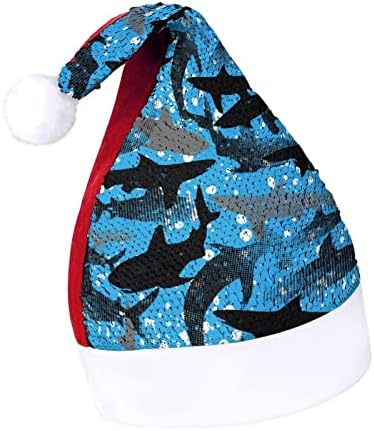 מופשט כרישים מצחיק חג המולד כובע נצנצים סנטה קלאוס כובעי גברים נשים חג המולד מסיבת חג קישוטים