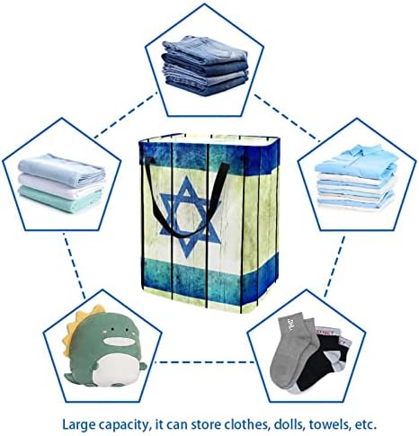 ישראל עץ גראנג ' דגל עמל כביסת ידיות עמיד למים נייד כביסה סל אמבטיה מכללת