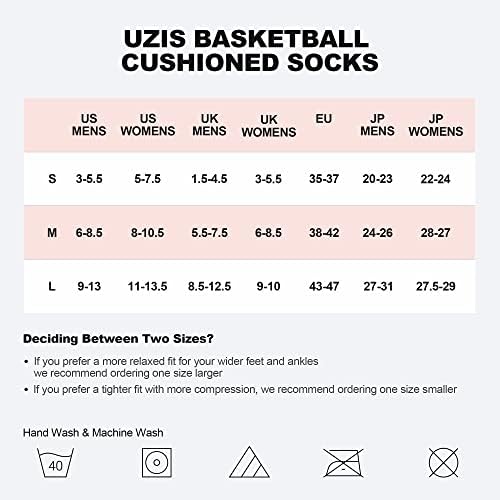 Uzis Pro Basketball Gocksed Socks Crew Sport Scock לריצת טיולים רגליים על אופניים בביצועי גרב 3 זוגות