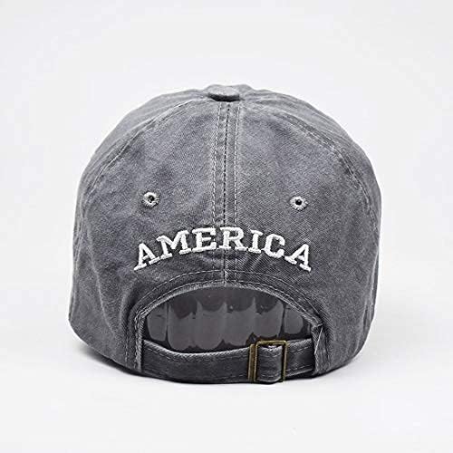 גברים של אמריקאי-דגל רקום שטף כותנה בייסבול-כובע במצוקה אבא-כובעי מתכוונן…