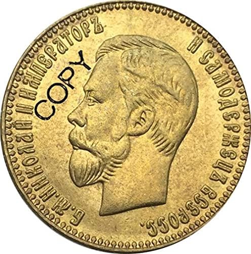 רוסיה 10 רובל ניקולאי II מטבע זהב פליז מטבע מטבע מטבעות מטבעות זיכרון להעתקה לעיצוב משרדים בחדר הבית