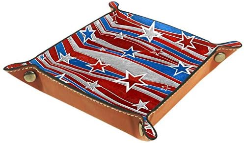 ליטני עץ מרקם ארהב דגל צבע כוכבי כוכבים מארגן דפוס מגש אחסון קופסת מיטה מיטה קאדי שולחן עבודה שולחן