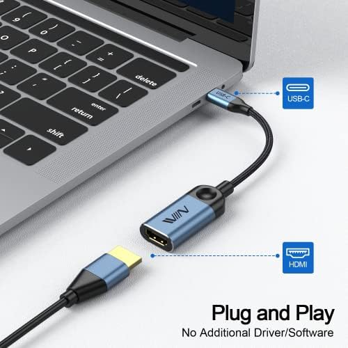 IVIIN USB C ל- HDMI מתאם כבל 4K, Type-C ל- HDMI מתאם עבור Thunderbolt 3, מתאם USB C במהירות גבוהה, תואם