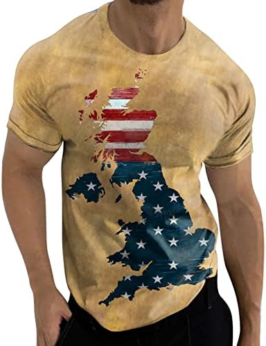 ZDDO 4 ביולי חייל גברים שרוול קצר חולצות, קיץ רטרו פטריוטי דגל אמריקאי הדפס שריר צוואר צוואר צוואר