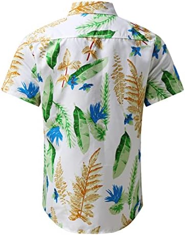 חולצות זדדו גברים מזדמנים, קיץ שרוול קצר כפתור למטה חולצה לגברים בהוואי טרופי הדפס עץ חוף Aloha Tops