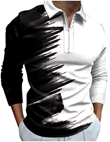 חולצות פולו רוכסן של XXBR לגברים, 2022 חולצת גברים חדשים שרוול ארוך טלאים טלאים גולף גולף סתיו צוואר