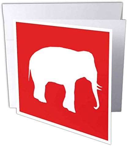 צללית פיל אדום צל מודרני של חיות בר-כרטיסי ברכה, 6 על 6 אינץ', סט של 6