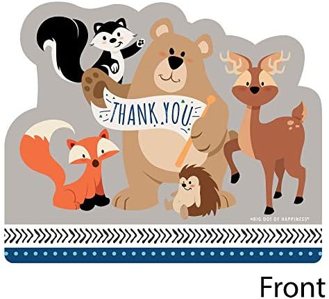 להישאר פראי-יער בעלי חיים בצורת כרטיסי תודה-וודלנד תינוק מקלחת או מסיבת יום הולדת תודה לך הערה כרטיסי