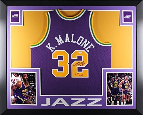 קארל מאלון חתימה יוטה ג'אז מיטשל ונס סגול חוף ג'רזי ממוסגר JSA - חתימות NBA גופיות