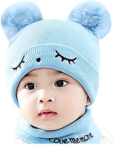 פעוט פעוט כובע חורפי כובע צעיף לתינוקות בנים סרוגים סקי סקי חמים פומפום מקסים ילדים כפה 0-12 חודשים