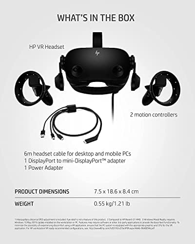 HP Reverb G2 VR אוזניות עם בקר, עדשות ורמקולים מתכווננים מ- Valve, לוחות LCD, למשחקים, עיצוב ארגונומי,