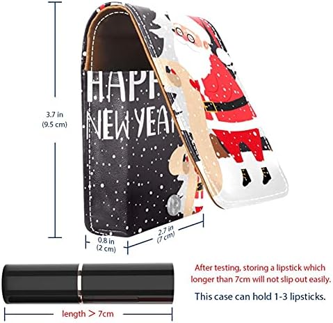 שנה טובה סנטה גלוס מחזיק שפתון מקרה נייד איפור תיק נסיעות שפתון ארגונית מקרה עם מראה מיני שפתון תיבת