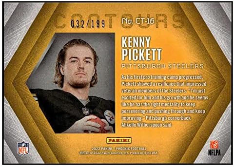 קני פיקט RC 2022 Panini Phoenix /199 Contours Red 16 Rookie Steelers NM+ -MT+ NFL כדורגל