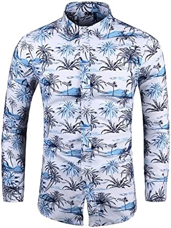 גברים חולצות הוואי אופנה בסגנון קוריאני סגנון ארוך שרוול ארוך כפתור כפתור כפתור חולצת דש פלוס חולצה
