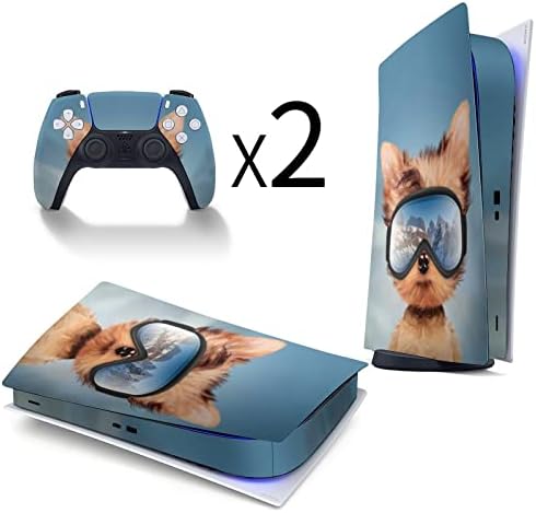 כלב סקי מצחיק עיצוב עור מגן מלא עיצוב מדבקות מדבקות מדבקות תואמות לקונסולה ובקר מהדורה דיגיטלית של PS5