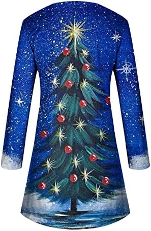 נשים שמלת חולצה מידי חג המולד הדפסת 3 ד שרוולים ארוכים י2 ק רוקבילי חוף נופש מזדמן שמלת סוודר שמלה קיצית