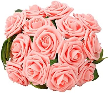 בוקולה 22 פרחים מלאכותיים של ורד ורוד עם 2 אגרטל פלסטיק בית קברות קבר קישודים קישוטי מצבה אנושי סמני