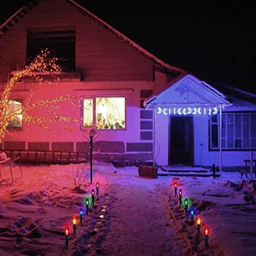 25 ft C9 LED LED אורות מסלול חג המולד עם 27 נורות צבעוניות ו -25 סכומים אטומי חג מולד אטומים למים לחצר