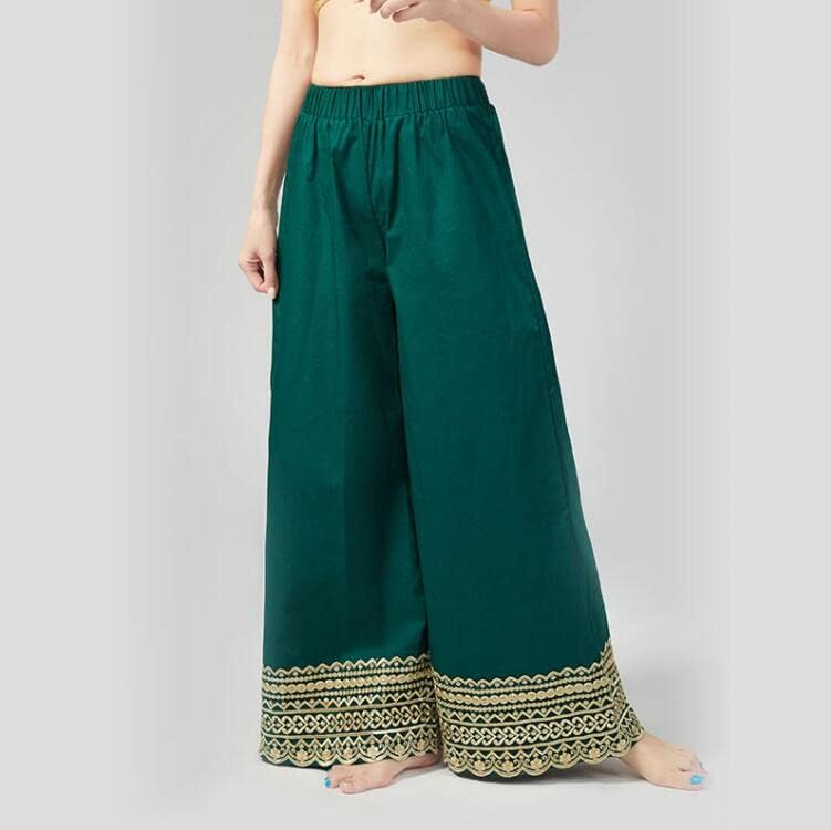 הודו קרקעית כותנה מסורתית לאישה סגנונות אתניים מדי יום אלגנטיות ליידי מכנסיים מכנסיים רחבים מזדמנים