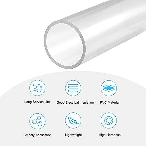 Meccanixity PVC צינור עגול קשיח 55 ממ מזהה 63 ממ OD 200 ממ שקיפות גבוהה ברורה לצינור מים, אקווריום,