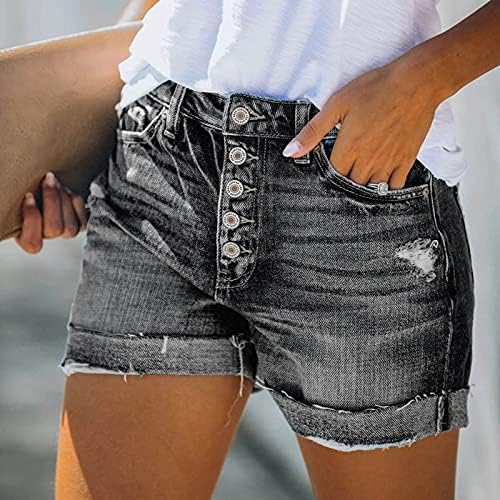 פלוס ג'ינס בגודל מכנסיים קצרים נשים נמתחים פיסס קיץ שחרר מכנסי שולי גולש מכנסיים קצרים בצבע אחיד אופנה