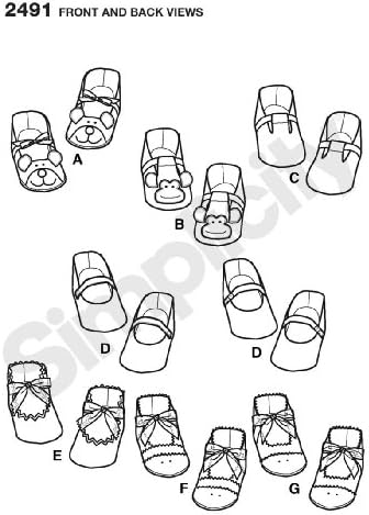 פשטות נעלי תינוקות דפוס תפירה, כולל 7 וריאציות לגדלים XS-L
