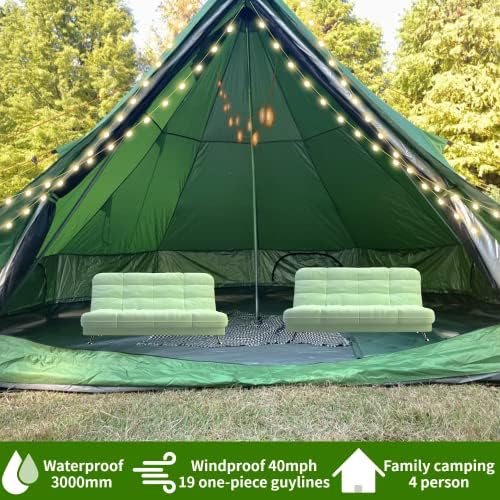 Danchel Outdoor B1 עמיד למים אוהל יורט יורט ל -4 אנשים קמפינג משפחתי, טייפי אוהל פעמון אוקספורד אוקספורד