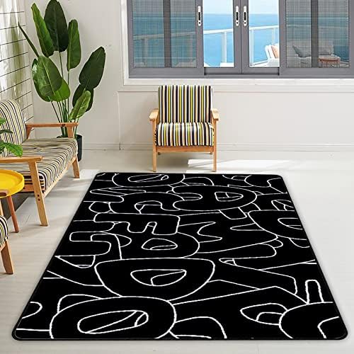 זוחל שטיח מקורה משחק מחצלת אלפבית מצויר שחור לסלון חדר שינה חינוכי חינוך משתלת שטיחים שטיחים 80x58 אינץ