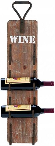מתלה קיר בקבוק יין וואקטובי עם ידית מתכת - 32 1/4 עץ גבוה / אורן וברזל