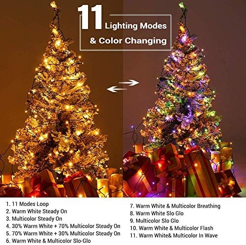בריזלד 200 לד שינוי צבע 11-פונקציה לבן חם & רב צבע אורות חג המולד + 16 רגל 25 לד אדום & ירוק צבעוני