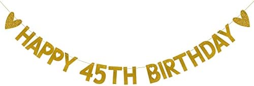 כרזה ליום הולדת 45 שמח, קישוטים למסיבות נייר זהב, קישוטים למסיבות נצנצים בגיל 45, מכתבי מסיבת יום הולדת