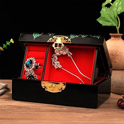 אחסון תכשיטים CHYSP עתיק בסגנון סיני מעץ וינטג 'קופסת יהירות בית חתונה קופסת קופסת תכשיטים קטנה קופסת