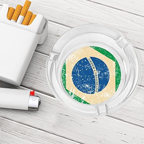 דגל ברזיל רטרו מאפרה עגול סיגריות עגול מארז מחזיק מגש אפר למשרד הביתי לקישוט מקורה
