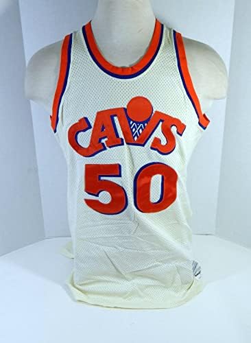 1984-87 קליבלנד קאבלירס בן פוקט 50 משחק משומש ג'רזי לבן 46 DP17638 - משחק NBA בשימוש