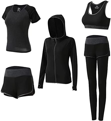 GECDGZS 5 מחשב אימון מערכות אימון לנשים יוגה תלבושת תלבושת כושר אתלטית בגדי בגדי בגדי לבוש פעילות