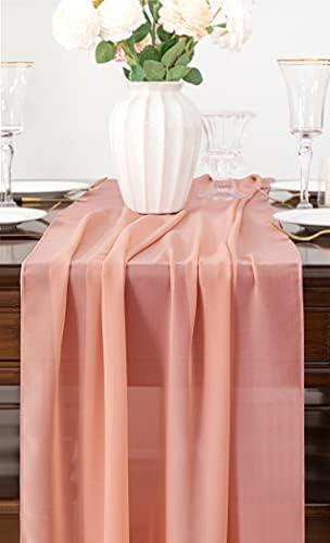 רץ לשולחן שיפון אפרסק בהיר באורך 10 רגל באורך 27 על 120 אינץ ' רצי שולחן חתונה רומנטיים למקלחת תינוק