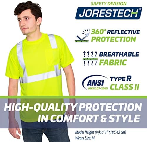 חולצת בטיחות ג ' ורסטק שרוול קצר רעיוני נראות גבוהה עם כיס קדמי אנסי סוג 2 ר