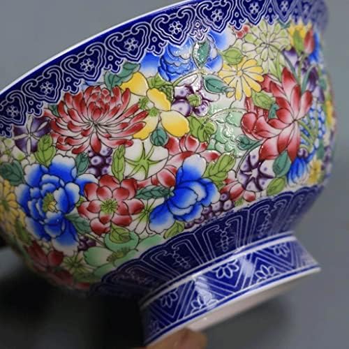 Xlxzt שושלת צ'ינג בצבע אמייל כחול לבן צבע פסטל פרחים קטנים קערה קערת בית עתיקה קערת חרסינה עתיקה