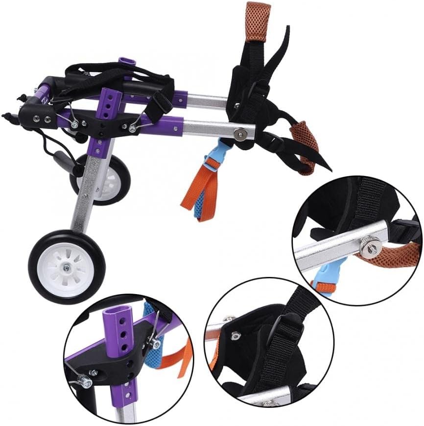 ZXLX מושבת רגליים אחוריות 2 גלגלים אלומיניום לכיסא גלגלים, עגלת גור כלבים, גלגלי נכות קלים, סגולים,