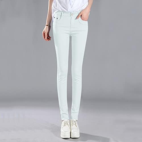 מכנסיים נוחים לנשים נשים מזדמנות גבוהות אופנה ג'ין קלאסית בצבע מוצק קרסול נשים על מכנסי