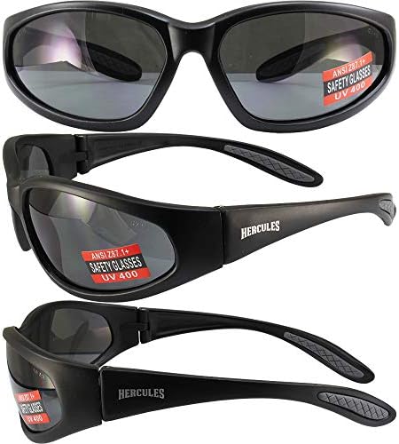חזון גלובלי שלושה זוגות הרקולס משקפי שמש בטיחותיים עם עדשה צלולה, עשן וצהוב