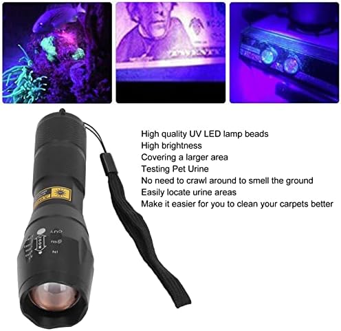 פנס אור שחור LED UV פנס 365 ננומטר בהירות גבוהה פנסי כף יד סגסוגת אלומיניום LED UV לפיד לגילוי כספי