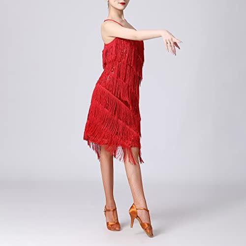 שמלת פלאפר לנשים משנות העשרים של המאה העשרים ציצית המסיבה הלטינית שמלת קוקטייל קוקטייל אולם נשפים תלבושת